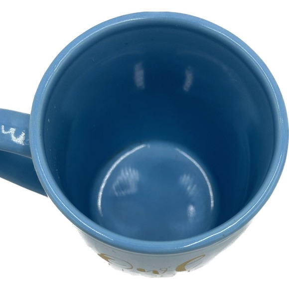 “Owl I Need Is Coffee” Mug Tea Beverage Cup Baby Blue Gold Metallic 4” Tall Core - Picture 4 of 6